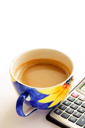 coffee and calculatorの写真素材