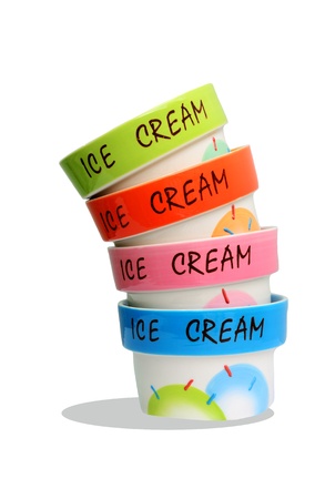 Colorful Icecream Bowl Isolated on White Backgroundの写真素材