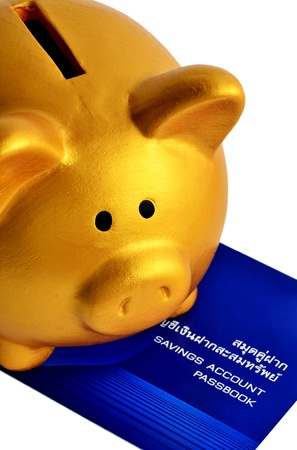 Golden Piggy Bank and Passbookの写真素材