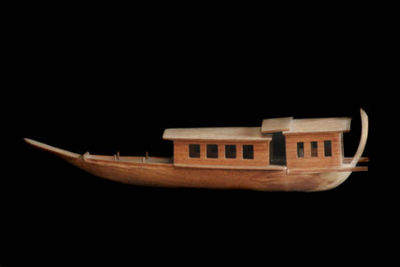 Model  Thai  Antique  Ship on  black  background , Isolatedの写真素材
