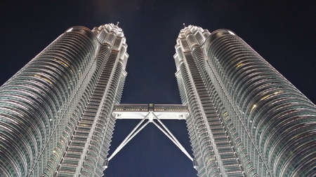 Twin Towers  Malaysia  at nightのeditorial素材