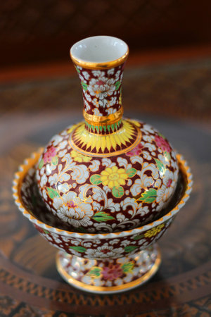 Porcelain pour water ceremonial benjarongの写真素材
