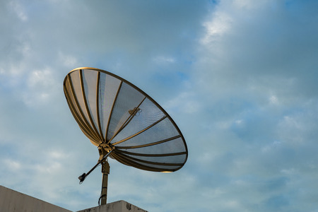 Sattelite dish in morning sun.の写真素材