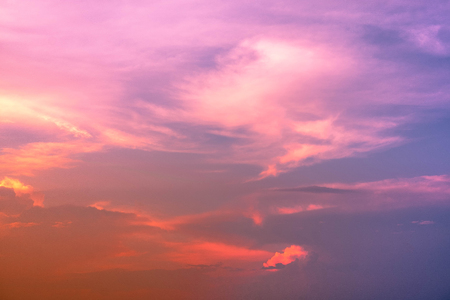 gradient sky and Cumulonimbus  cloud in bright rainbow colors and Colorful smooth sky in sunsetの写真素材