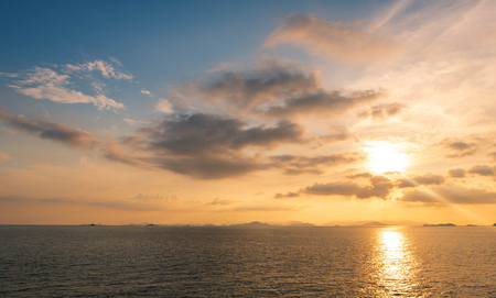 beautiful of abstract cumulustratus cloud over sea in morning background for forecast and meteorology conceptの写真素材