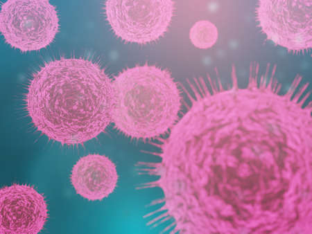 3D render of virus under the microscope