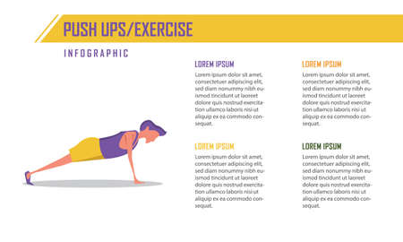 Infographic of push ups in gym vectorのイラスト素材