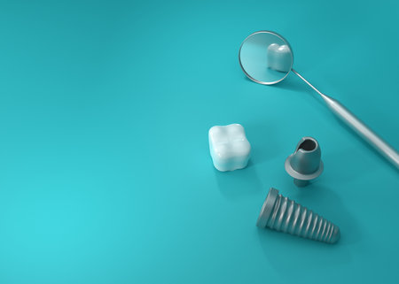 Photo dental implants surgery 3d renderingの写真素材