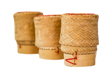 Sticky rice pot made from bambooの写真素材