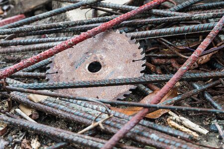 Rusty construction steel in construction siteの写真素材