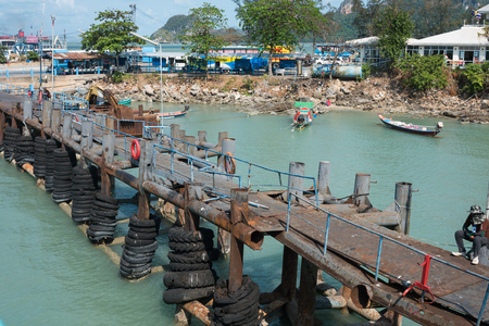 Ferry port in Donsak, Surat Thani province, Thailandの写真素材