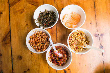 Dumplings soup seasoning breakfast in Chinaの写真素材