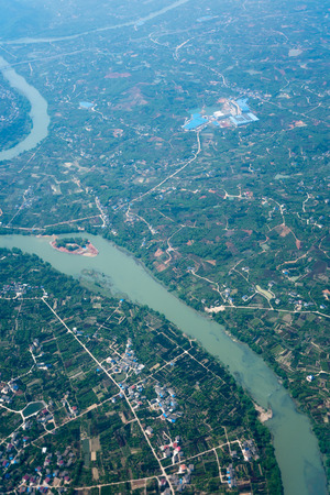 Hunan, China bird eye view from airplane.の写真素材