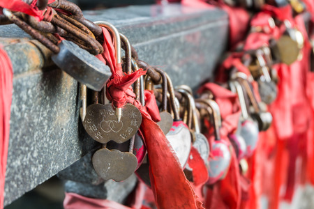 Many of Locks at Heaven Gate at the Tianmen Mountain in Zhangjiajie, Hunan, Chinaの写真素材