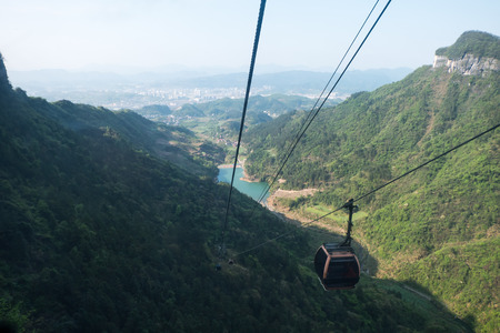 Cable car/ ropeway to tianmen mountain zhangjiajie, chinaの写真素材