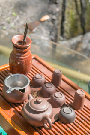 Traditional chinese tea ceremony accessoriesの写真素材
