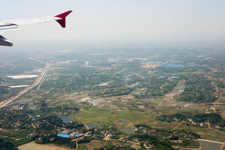 Hunan, China bird eye view from airplane.の写真素材