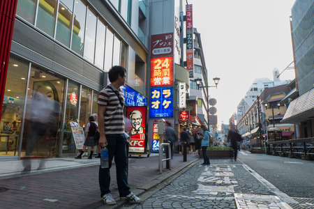 FUKUOKA, JAPAN - SEPTEMBER 26, 2014: Tenjin street in Fukuoka, Japan.のeditorial素材