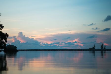 Landscape of beach on the sunset time at Koh Phangan, Thailandのeditorial素材