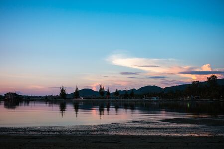 Landscape of beach on the sunset time at Koh Phangan, Thailandの写真素材