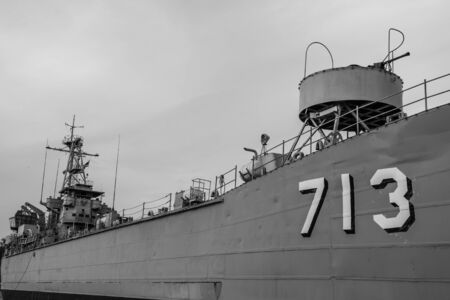 The Royal Thai Navy vessel 713 sitting on land in Thong Sala on Koh Phangan, Suratthani, Thailandのeditorial素材
