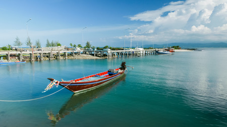Bantai pier, Koh Phangan, Thailand is a fisherman pier on the south side of Koh Phangan.の写真素材