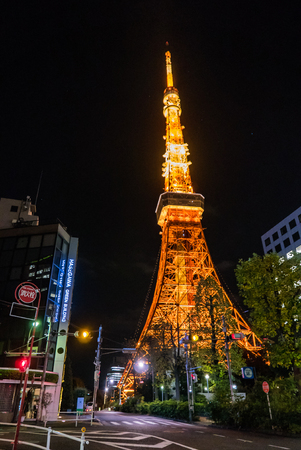 Tokyo tower at nightのeditorial素材