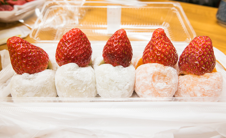 Japanese sweet-strawberry daifukuの写真素材