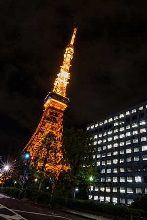 Tokyo tower at nightのeditorial素材