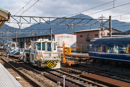 Shimoyoshida railway station near Kawaguchiko, Fuji mountainのeditorial素材