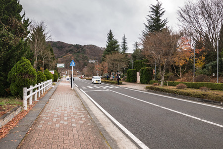 Kawaguchiko, Japan -  Street around kawagichiko lake, Yamanashi, Japan. Lake Kawaguchi is part of Fuji Five Lakes in Fuji-Hakone-Izu National Parkのeditorial素材
