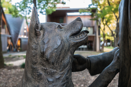 Tokyo - Dec 4, 2015 - The statue of Hachiko and his owner is built and located at the faculty of Agriculture at Todai university where his owner worked as professor during being aliveのeditorial素材