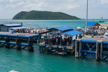 KOH PHANGAN, THAILAND - NOVEMBER 28, 2015: Multipurpose port of Koh Phangan locate at Thong Sala, Koh Phangan, Suratthani province in June 2015のeditorial素材