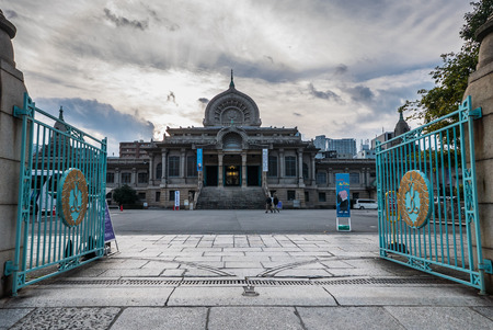 Tokyo, Japan -November 30, 2015 : Tsukiji Honganji temple was lost in the Great Kanto Earthquake of 1923, and the present temple that replaced it, with its Indian architectural motif.のeditorial素材