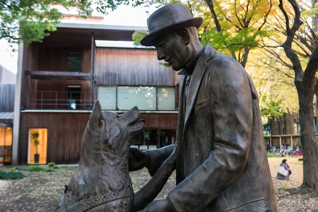 Tokyo - Dec 4, 2015 - The statue of Hachiko and his owner is built and located at the faculty of Agriculture at Todai university where his owner worked as professor during being aliveのeditorial素材