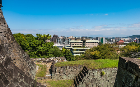 View of Kumamoto city from Kumamoto castle in Kumamoto, Japanのeditorial素材