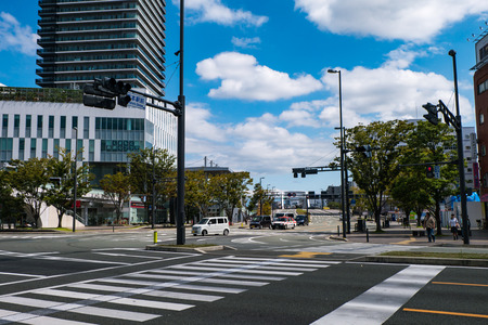 KUMAMOTO, JAPAN - SEPTEMBER 27, 2014 : Beautiful scenery of Kumamoto city on November 19, 2015. Kumamoto is the capital city of Kumamoto Prefecture on the island of Kyushu, Japan.のeditorial素材