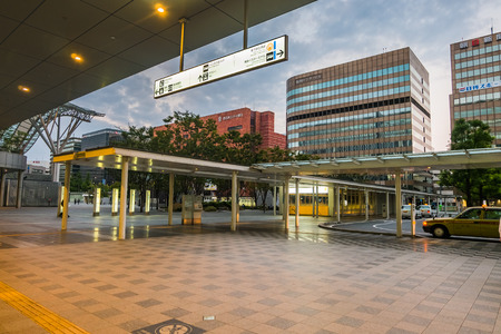 FUKUOKA, JAPAN - SEPTEMBER 27, 2014. Hakata Station in early morning. Hakata Station is surrounding shopping mall. It is one of the biggest stations in Fukuoka which is a terminal of Shinkansen or bullet train.のeditorial素材