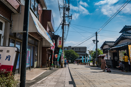 Beppu, Japan - September 28, 2014: Kannawa town in the morning. Kannawa district is a city in Beppu, Japan. Beppu is a city located in Oita Prefecture on the island of Kyushu, Japan, at the west end of Beppu Bay.のeditorial素材