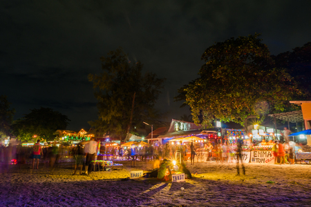 Koh Phangan, Thailand - October 8, 2014: The Full moon party at Haad Rin, Koh Phangan, Thailand. The Full Moon Party is an all-night beach party that originated in Haad Rin on the island of Ko Pha Ngan, Thailand on the night of, before or after every fullのeditorial素材