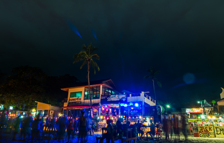 Koh Phangan, Thailand - October 8, 2014: The Full moon party at Haad Rin, Koh Phangan, Thailand. The Full Moon Party is an all-night beach party that originated in Haad Rin on the island of Ko Pha Ngan, Thailand on the night of, before or after every fullのeditorial素材