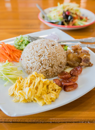 Rice Mixed with Shrimp paste, Thai foodの写真素材