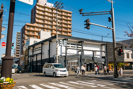 Aomori, Japan - April 30, 2016: Street of Hirosaki city near to Hirosaki castle in Aomori, Japanのeditorial素材