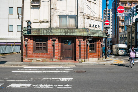 Aomori, Japan - April 30, 2016: Street of Hirosaki city near to Hirosaki castle in Aomori, Japanのeditorial素材