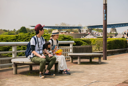 Ibaraki, Japan - May 1, 2016: Tourists at Hitachi Seaside Park in Ibaraki, Japan. Hitachi Seaside Park is a spacious park in Ibaraki Prefecture, Japan featuring a variety of green spaces and seasonal flowers spread out across 350 hectares, as well as an aのeditorial素材