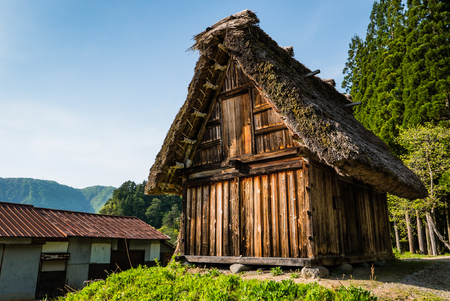 Shirakawa-go, Japan - May 2, 2016: Traditional gassho-zukuri house in Shirakawa-go. Shirakawa-go is one of Japan's UNESCO World Heritage Sites located in Gifu Prefecture, Japan.のeditorial素材