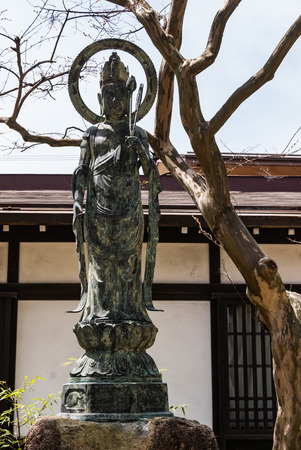 Takayama, Japan - May 2, 2016: Statue at Hida Kokubunji Temple, Takayama, Japan. The Hida Kokubunji Temple was constructed in 746 by Emperor Shomu to pray for the nation's peace and prosperity.のeditorial素材