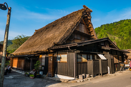 Shirakawa-go, Japan - May 2, 2016: Traditional gassho-zukuri house in Shirakawa-go. Shirakawa-go is one of Japan's UNESCO World Heritage Sites located in Gifu Prefecture, Japan.のeditorial素材