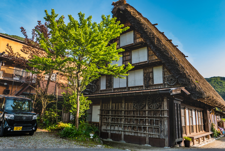Shirakawa-go, Japan - May 2, 2016: Traditional gassho-zukuri house in Shirakawa-go. Shirakawa-go is one of Japan's UNESCO World Heritage Sites located in Gifu Prefecture, Japan.のeditorial素材