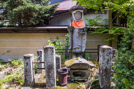 Takayama, Japan - May 2, 2016: Jizo statue at Hida Kokubunji Temple, Takayama, Japan. The Hida Kokubunji Temple was constructed in 746 by Emperor Shomu to pray for the nation's peace and prosperity.のeditorial素材